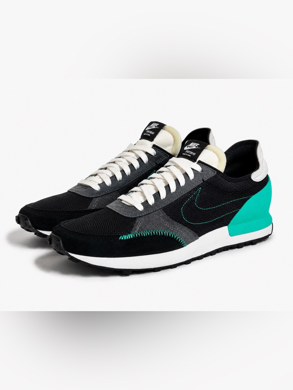 Nike Waffle One Black Aurora Green Running Sneakers Men’s Size 9 Streetwear Y2K